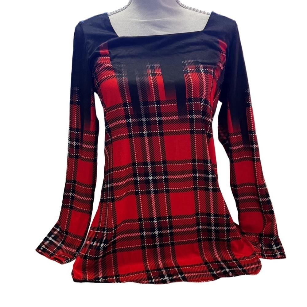 NORACORA  Women's Red Plaid Long Sleeve Top Shirt Size Small Long Sleeve NEW